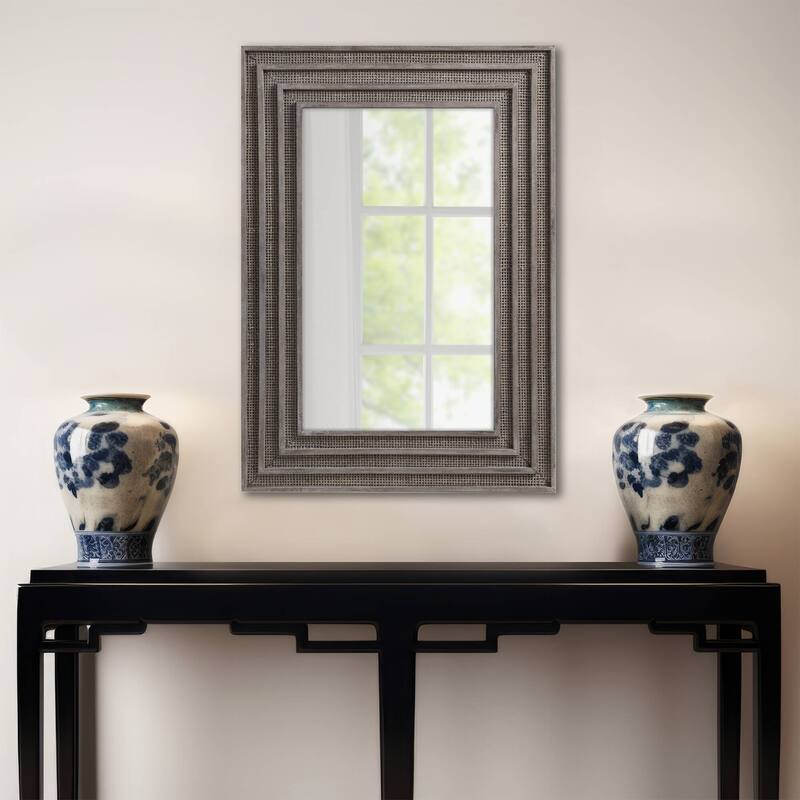 Martha Stewart Naomi Rectangular Wood and Rattan Mirror