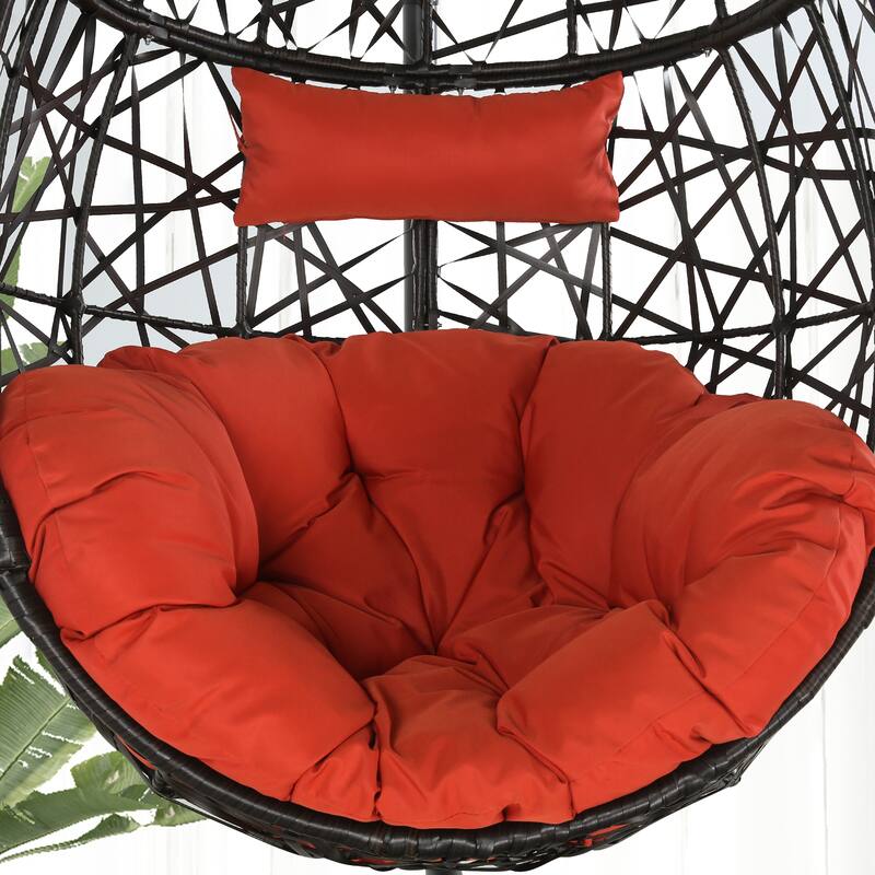 Swing Egg Chair with Stand and Cushion for Indoor Outdoor Use