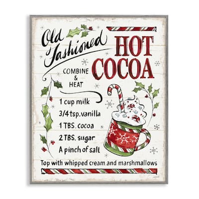 Stupell Old Fashioned Hot Cocoa Holiday Cooking Instructions Framed Wall Art - Red