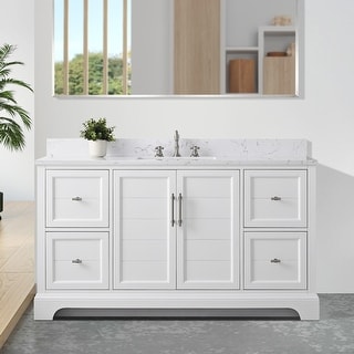 Vanity Art 60" Single Sink Bathroom Vanity with Top & Backsplash