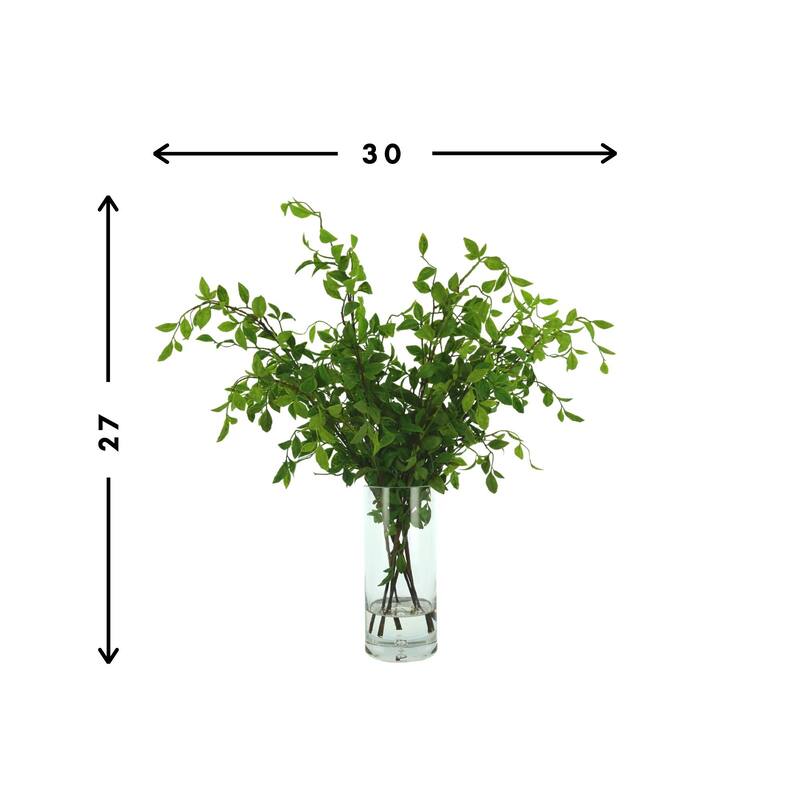 Organic Modern Nandina Arranged in Glass Vase - Green