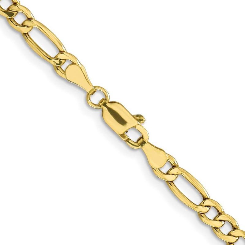 Curata 10k Semi Solid Lobster Claw Closure 4.75mm Semi solid Figaro Chain Bracelet