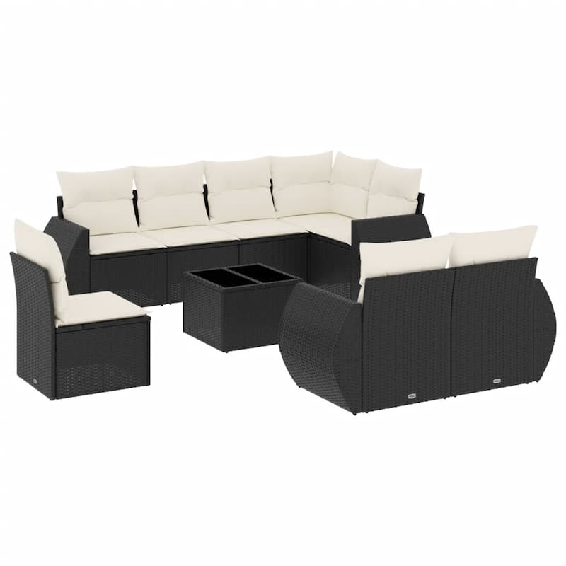 vidaXL Patio Sofa Set with Cushions Outdoor Furniture 9 Piece Poly Rattan