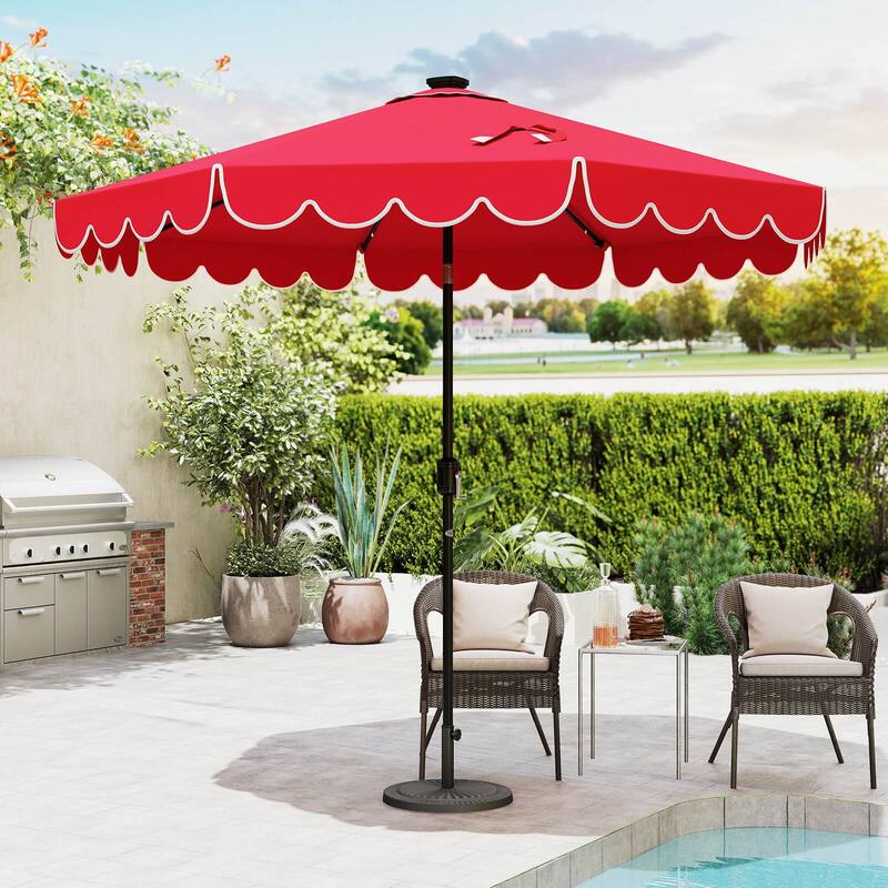 Costway 9.3 FT Solar Patio Umbrella Outdoor Market Sunshade with 24 - See Details