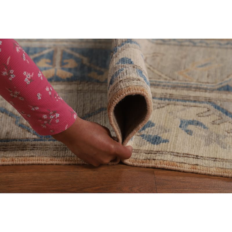 Vegetable Dye Orange Oushak Turkish Area Rug Hand-Knotted Wool Carpet - 5'7"x 7'11"