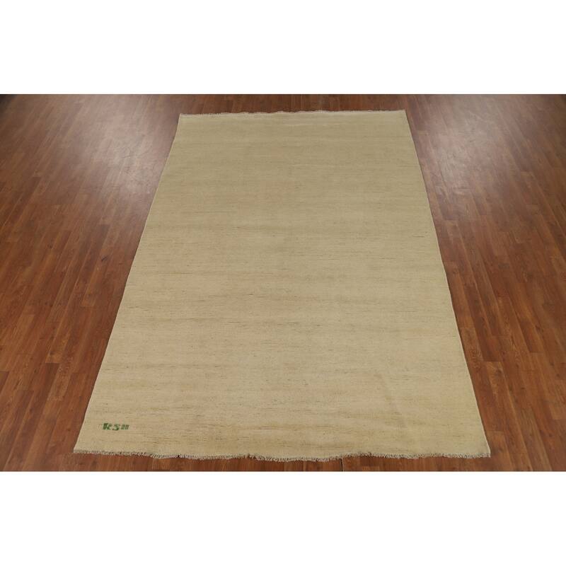 Modern Solid Gabbeh Oriental Area Rug Handmade Wool Carpet - 6'1" x 8'11"