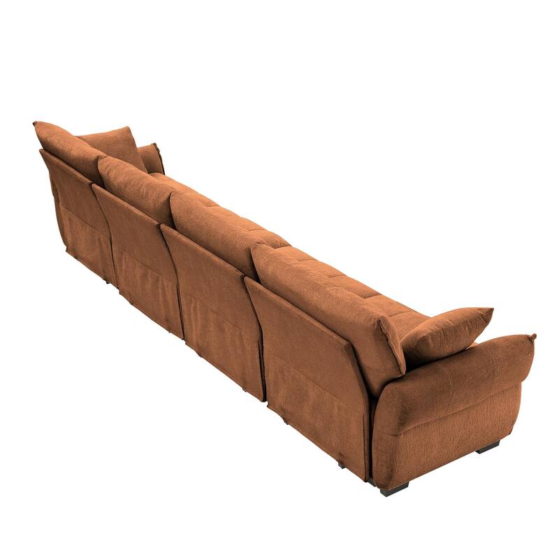 141.7" Chenille 5-Seat Sofa with Tufted Design & Sponge Cushions