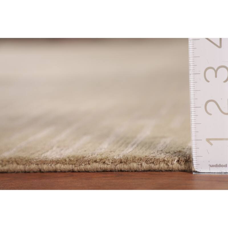 All-Over Striped Nepalese Area Rug Hand-Knotted Wool Carpet - 9'2" x 11'8"