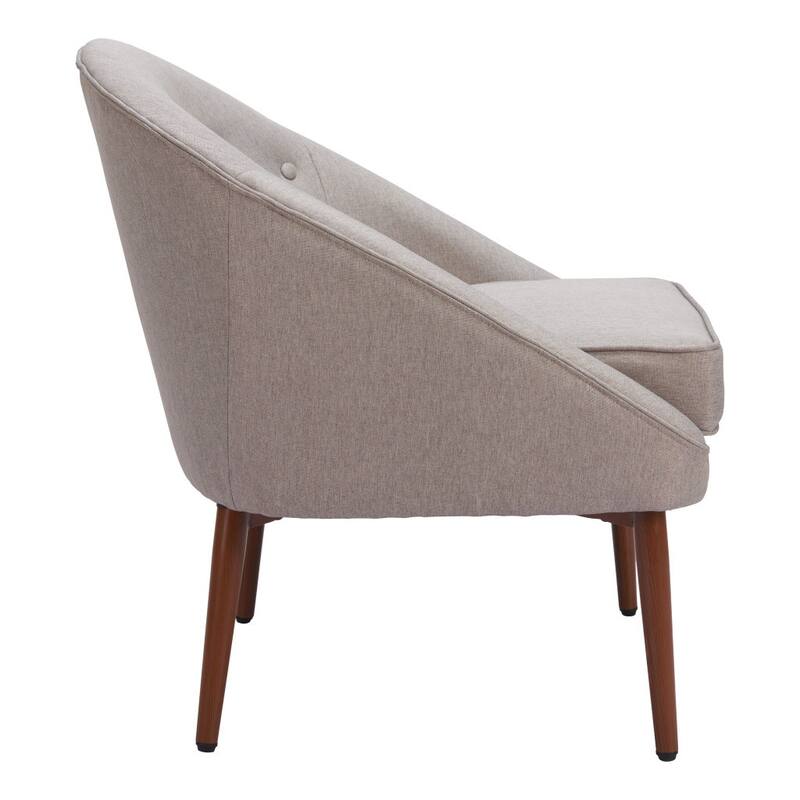 HomeRoots 28" Gray And Brown Fabric Tufted Barrel Chair - 28.3' X '31.7' X '30.3