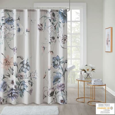 Floral Printed Cotton Shower Curtain
