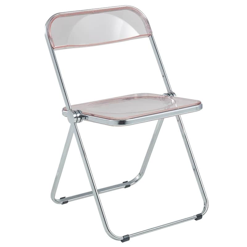LeisureMod Lawrence Acrylic Folding Dining Chairs and Dining Table Set