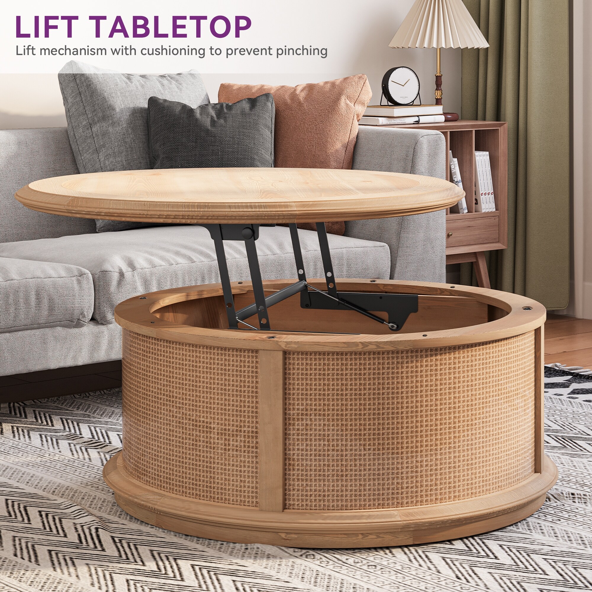 Rattan lift top coffee table discount