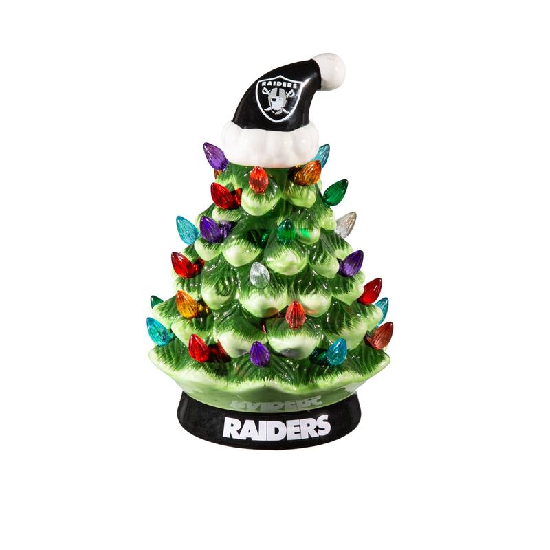 8" LED Ceramic Tabletop Christmas Tree, Las Vegas Raiders