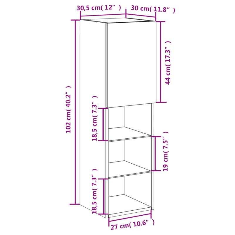 vidaXL TV Cabinet Sonoma Oak Engineered Wood Medium TV Cabinet - 11.8 x 12.0 x 40.2 in