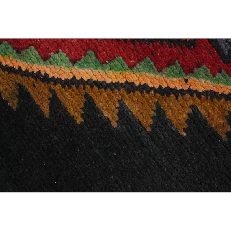 Hand Knotted Oriental 100% Wool Carpet Traditional Geometric Greys & Charcoal Ardebil Runner Rug - 12' 2'' X 3' 4''