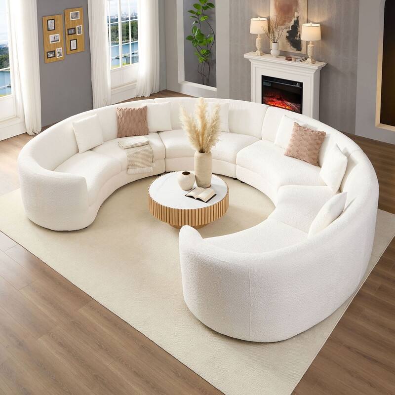 Curved Cloud Sofa, Upholstered Comfy Sofa with Pillows for Living Room