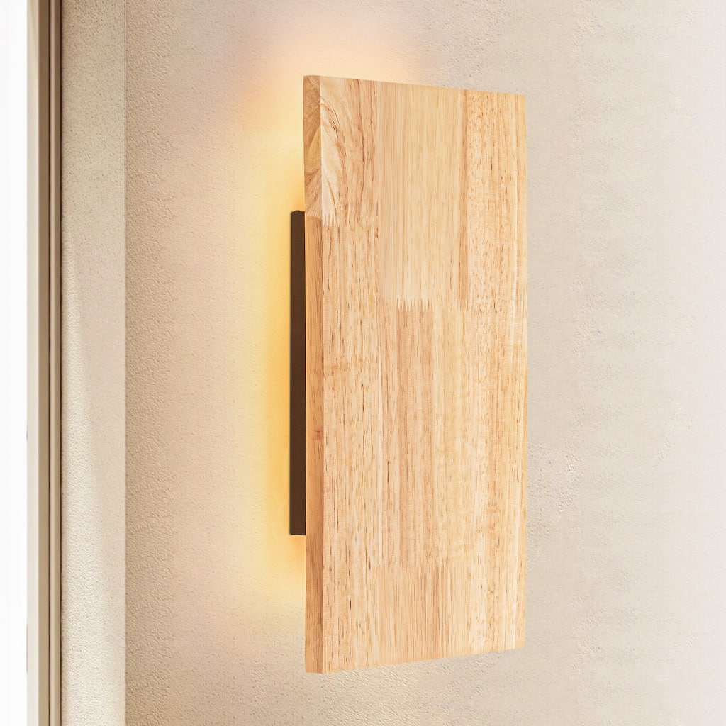 46.5" Natural Oak Rectangular Warm Light LED Wall Sconce for Living Room, Bedroom, Dining Area