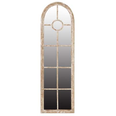 78.75" White Brown Cottage Style Ada Half-Round Elongated Floor Mirror