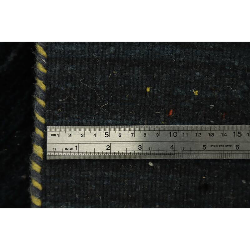 Hand Knotted Oriental 100% Wool Carpet Tribal Animal Pictorial Navy Blue & Blues Gabbeh Area Rug - 4' 10'' X 3' 0''