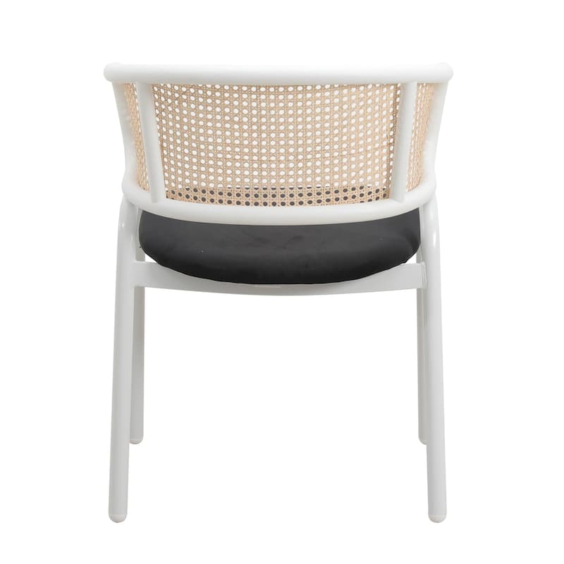 Ervilla Modern Stylish Side Chair with Rattan Back and White Steel Legs for Dining Room & Kitchen