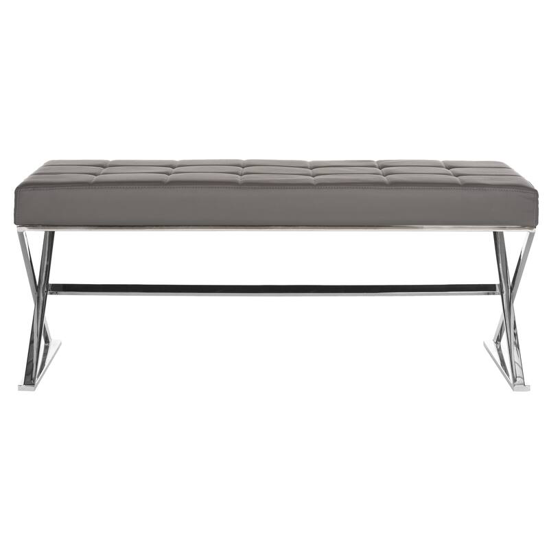 SAFAVIEH Lorayne Modern Glam Tufted Grey Bench - 43Wx18Dx18H
