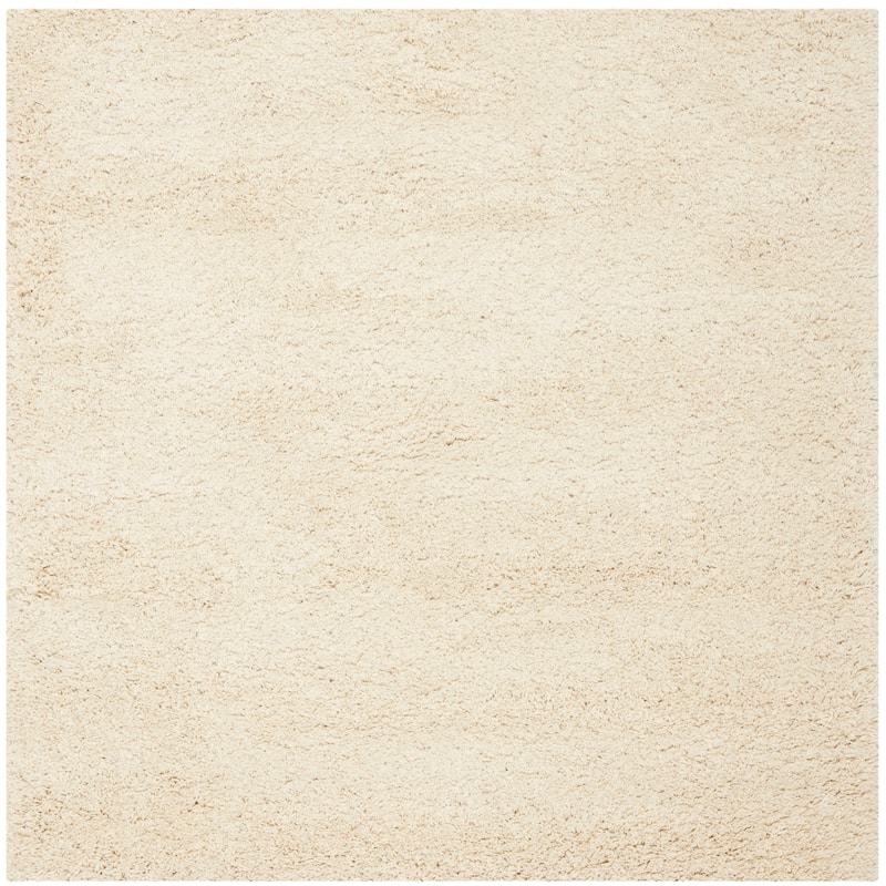 SAFAVIEH Santa Monica Shag Einara 2-inch Thick Area Rug - 6'7" Square - Ivory - Square