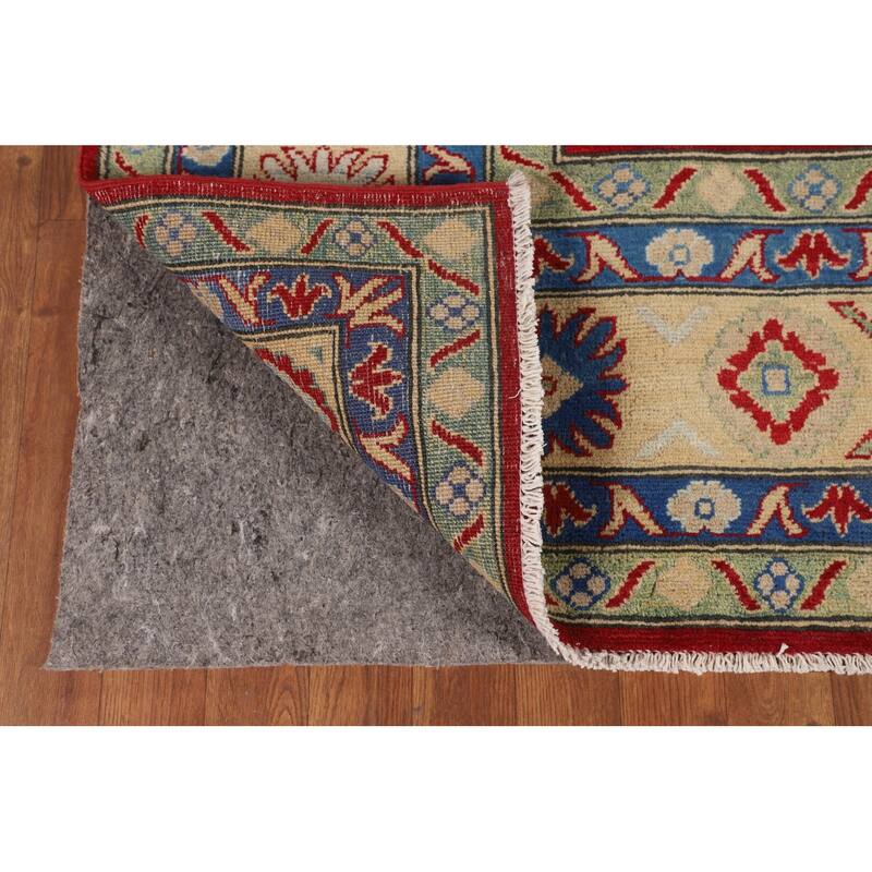 Geometric Red Kazak Oriental Area Rug Living Room Handmade Wool Carpet - 6'7" x 9'10"