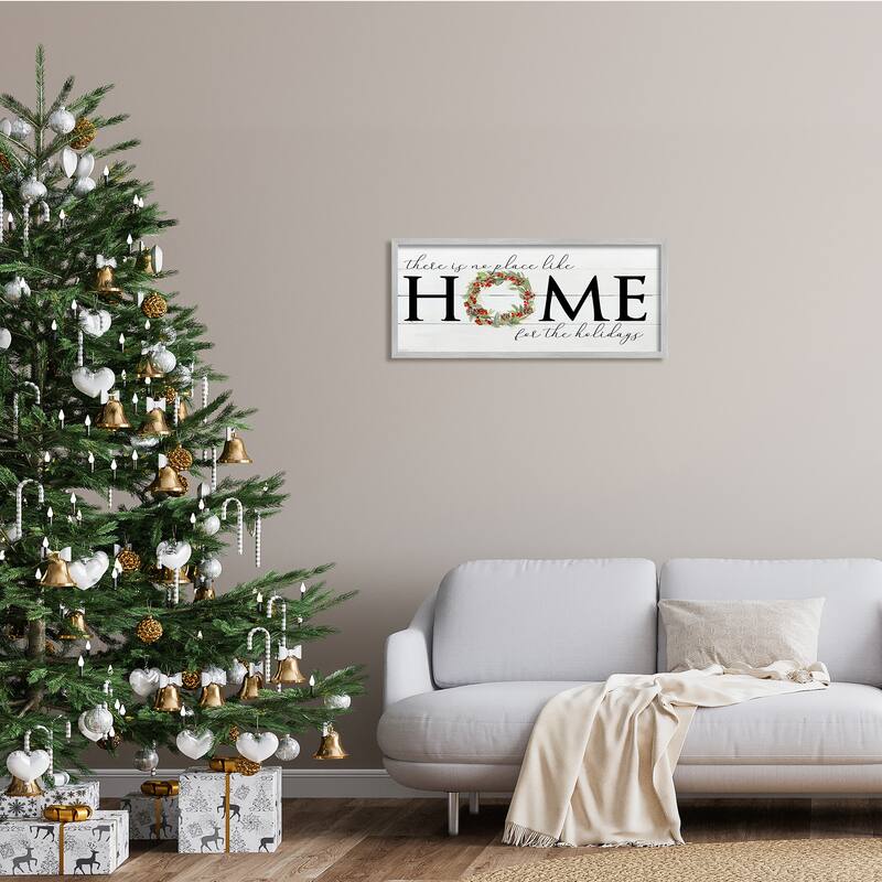 Stupell No Place Like Home for Holiday Holly Wreath Framed Wall Art - Green