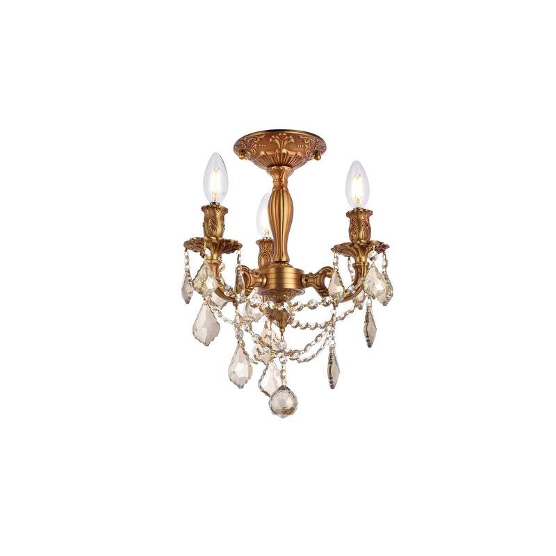Somette Lugano 3-light Royal Cut Crystal and French Gold Flush Mount