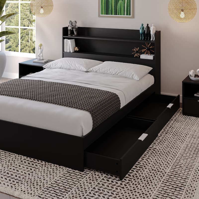 Hunter Platform Bed With Headboard And 2 Nightstands