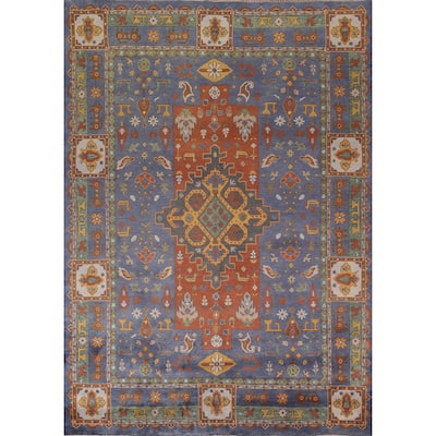 Tribal Geometric Shiraz Oriental Area Rug Hand-Knotted Wool Carpet - 8'11"x 11'6"