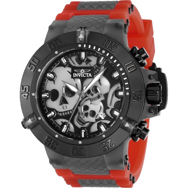 Invicta Men's 37326 Subaqua Quartz 3 Hand Black, White Dial Watch - Black