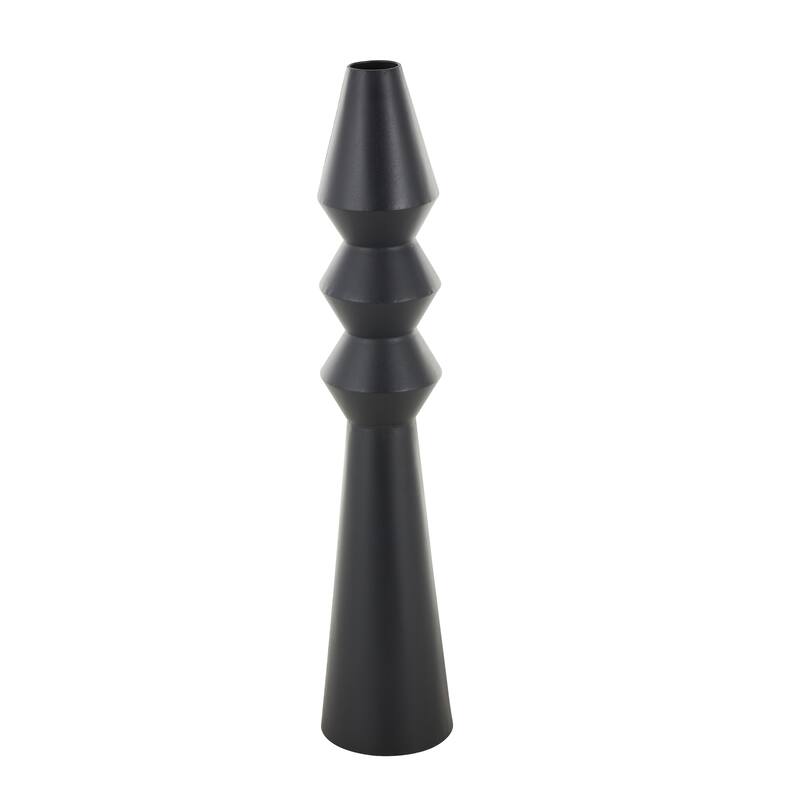 Black Metal Art Deco Fluted Decorative Vase