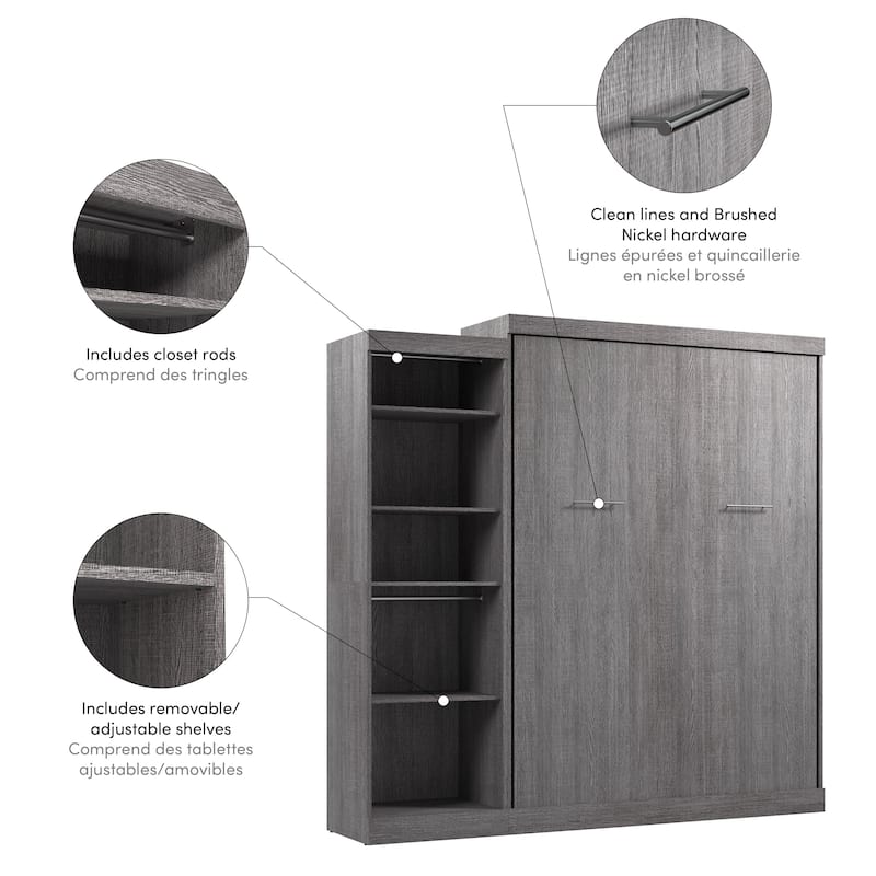 Nebula Queen Murphy Bed with Closet Organizer (90W) by Bestar