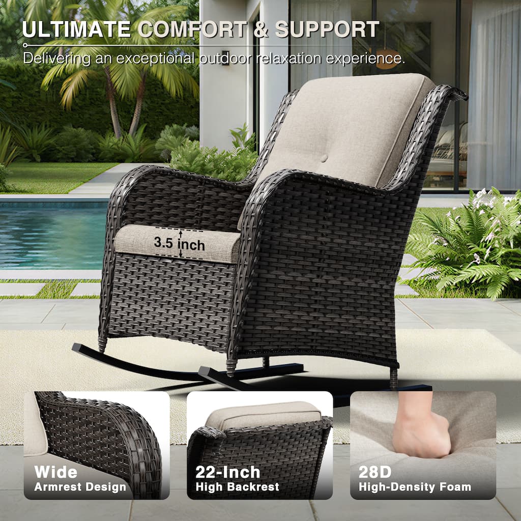 COZYWOR Premium 2-Piece Rocking Chair Set with Side Table,Blue