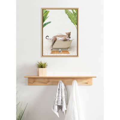 Kate and Laurel Sylvie Leopard Bali Bath Framed Canvas by Amy Peterson