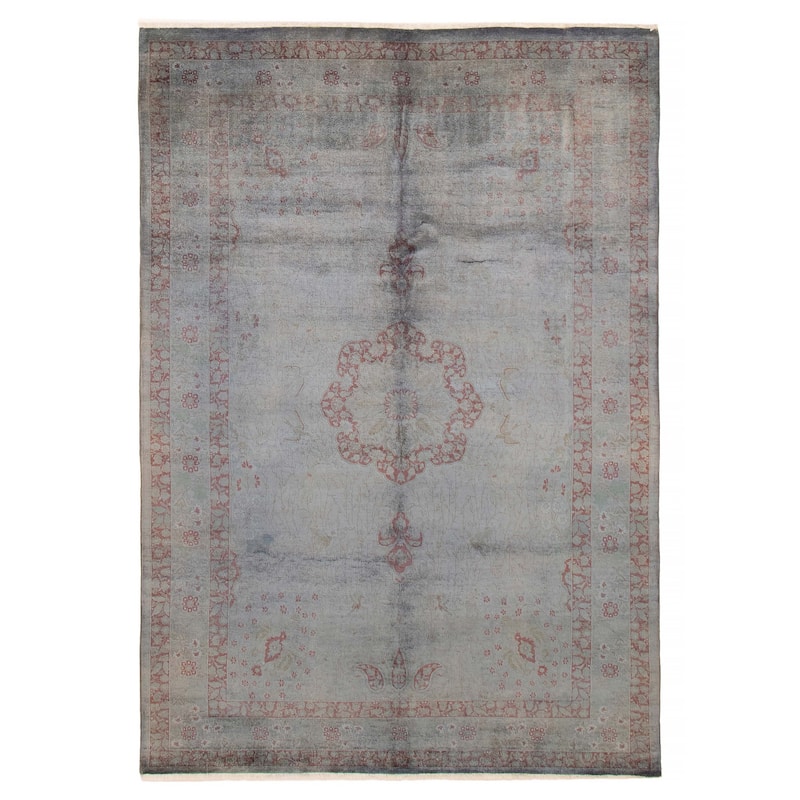 ECARPETGALLERY Hand-knotted Vibrance Denim Blue Wool Rug - 6'2 x 8'9 - Light Denim Blue - 6'2 x 8'9