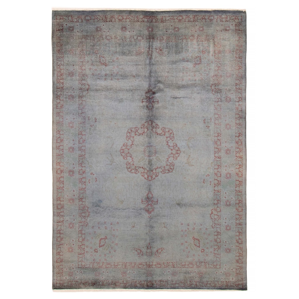 ECARPETGALLERY Hand-knotted Vibrance Denim Blue Wool Rug - 6'2 x 8'9