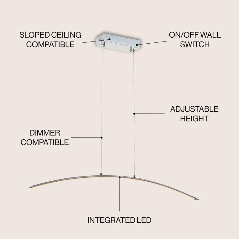 Nathaniel 41.5" Dimmable Adjustable Integrated LED Metal Linear Pendant, by JONATHAN Y
