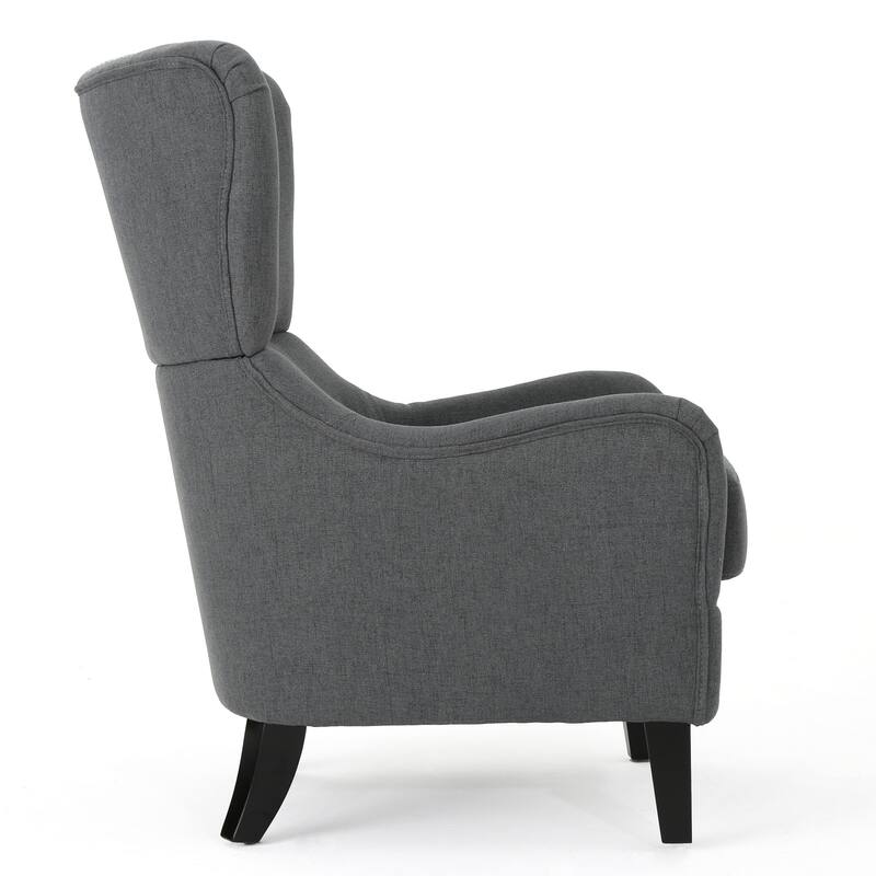 Modern 27" High Back Accent Chair with Birch Wood Legs and Wing Back for Living Room