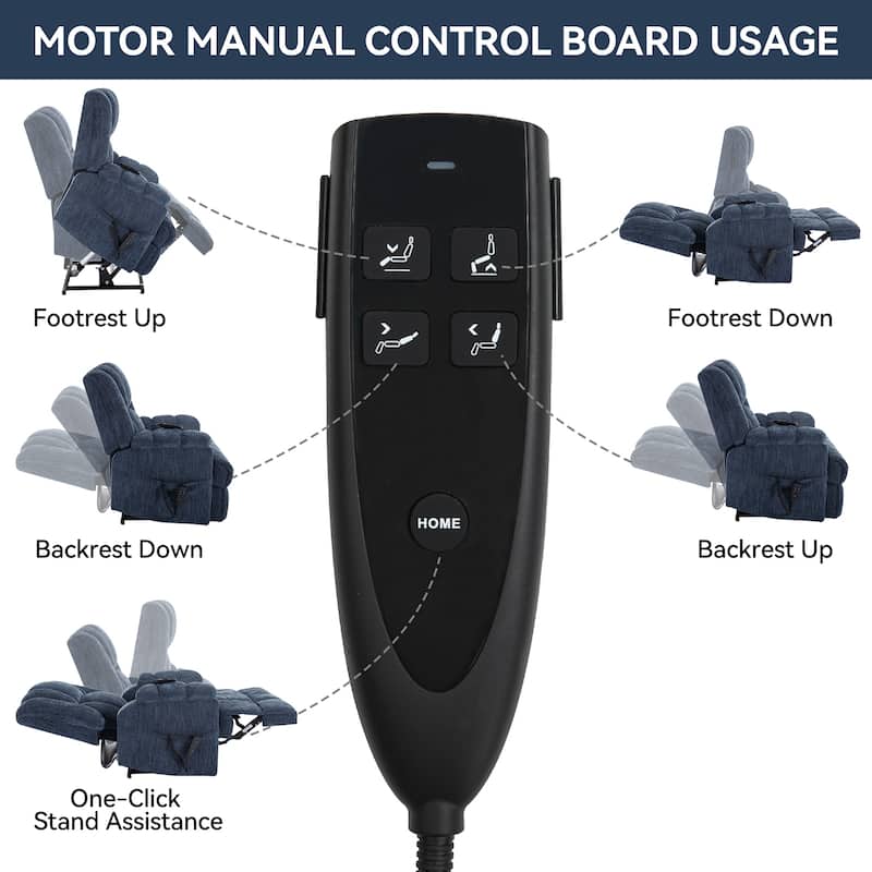 Dual Motor Heat Massage Infinite Position Electric Power Lift Recliners with Power-Remote, Medium-firm and Heavy Duty