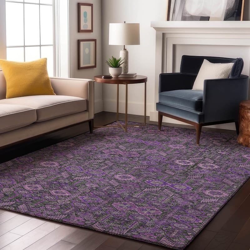 Premium Washable Super Soft Boho Global Mayfield Rug - Purple - 10' x 14' - Rectangle