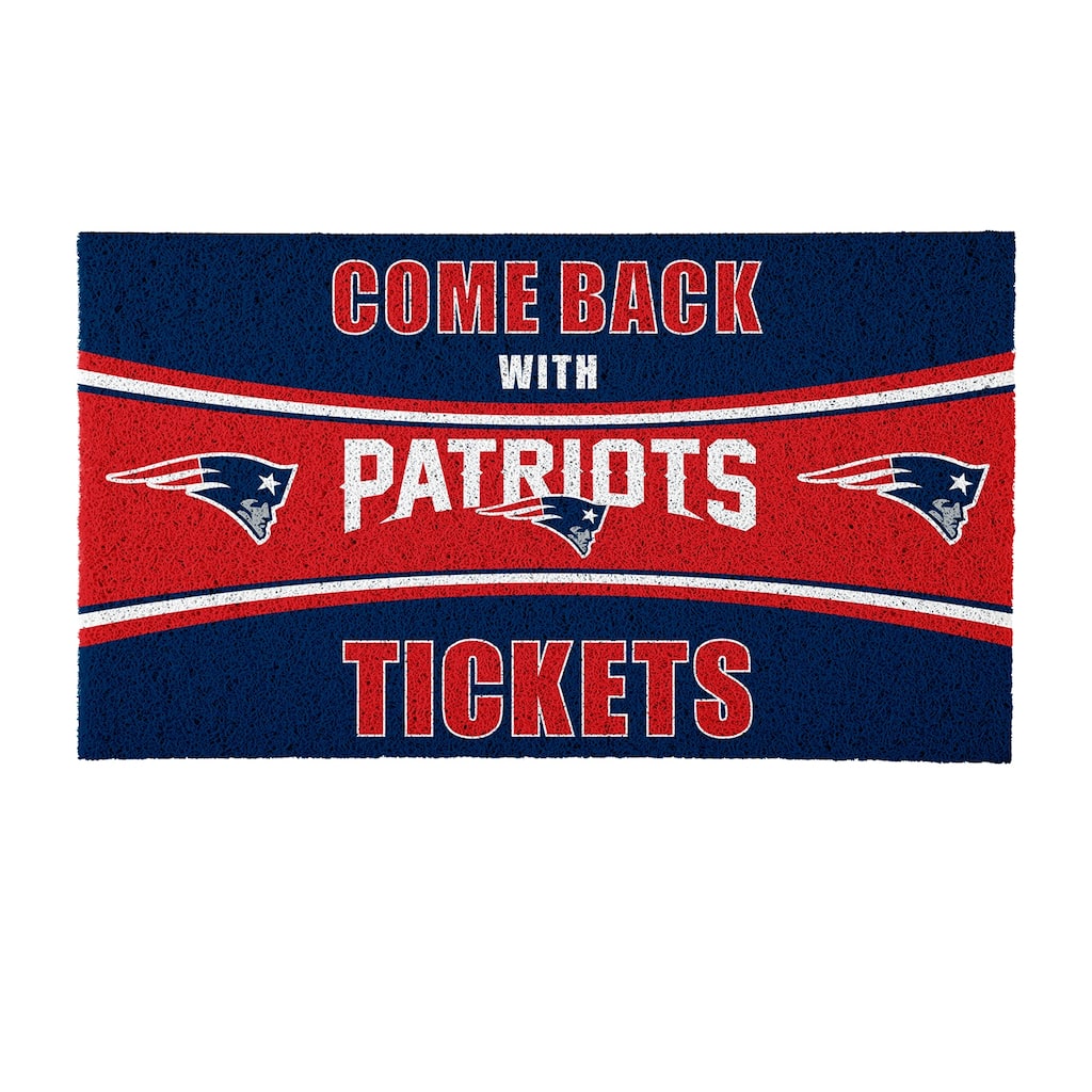 New England Patriots 28 in. x 16 in. PVC "Come Back With Tickets" Trapper Door Mat