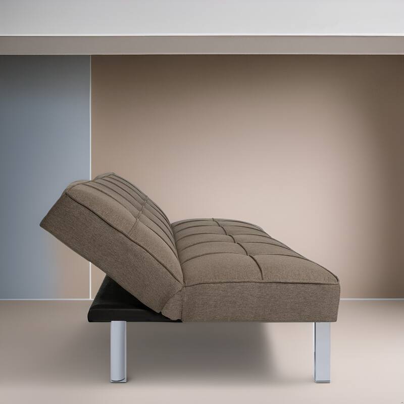 Modern Comfort Futon Sofa Bed - Tufted, Convertible, Linen Fabric, Sleeper Couch for Living Room or Guest Room