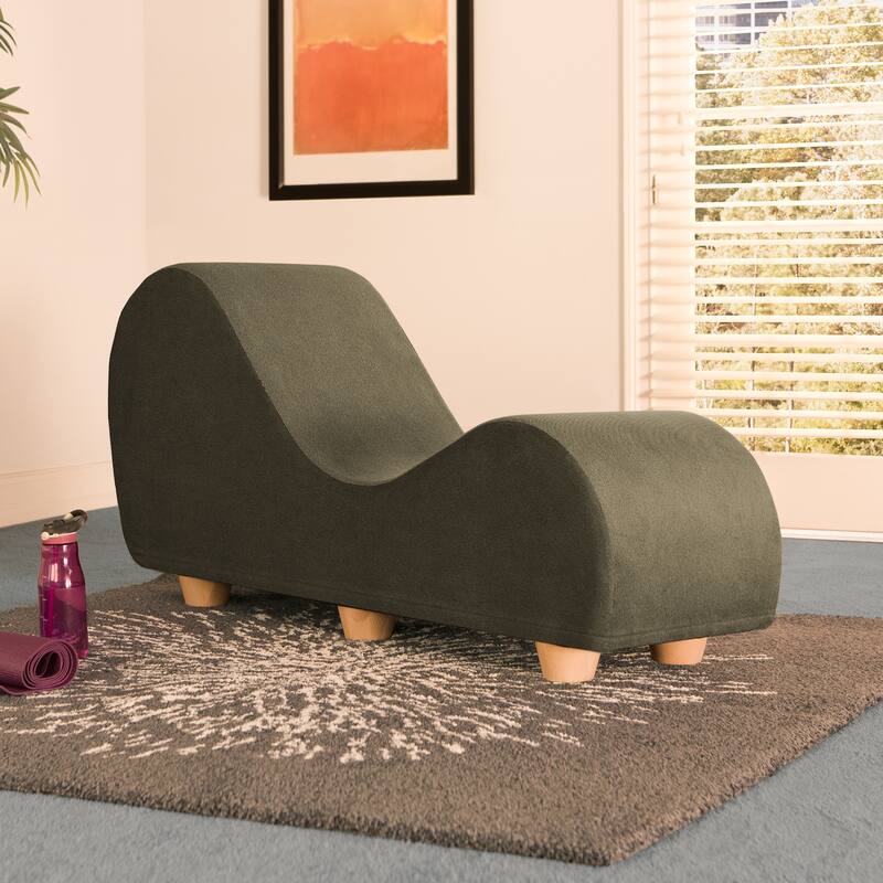 Avana Yoga Chaise Lounge w/ Maple Wood Feet - Moss