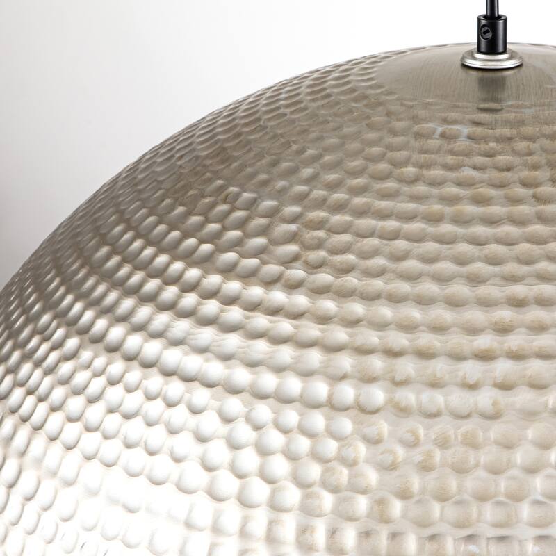 Rennnsan 1-Light Vintage Industrial Antique Silver Pot Lid Hammered Dome Pendant Light for Kitchen Islands