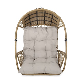 Malia Outdoor/Indoor Wicker Hanging Chair with Cushion (Stand Not Included) by Christopher Knight Home