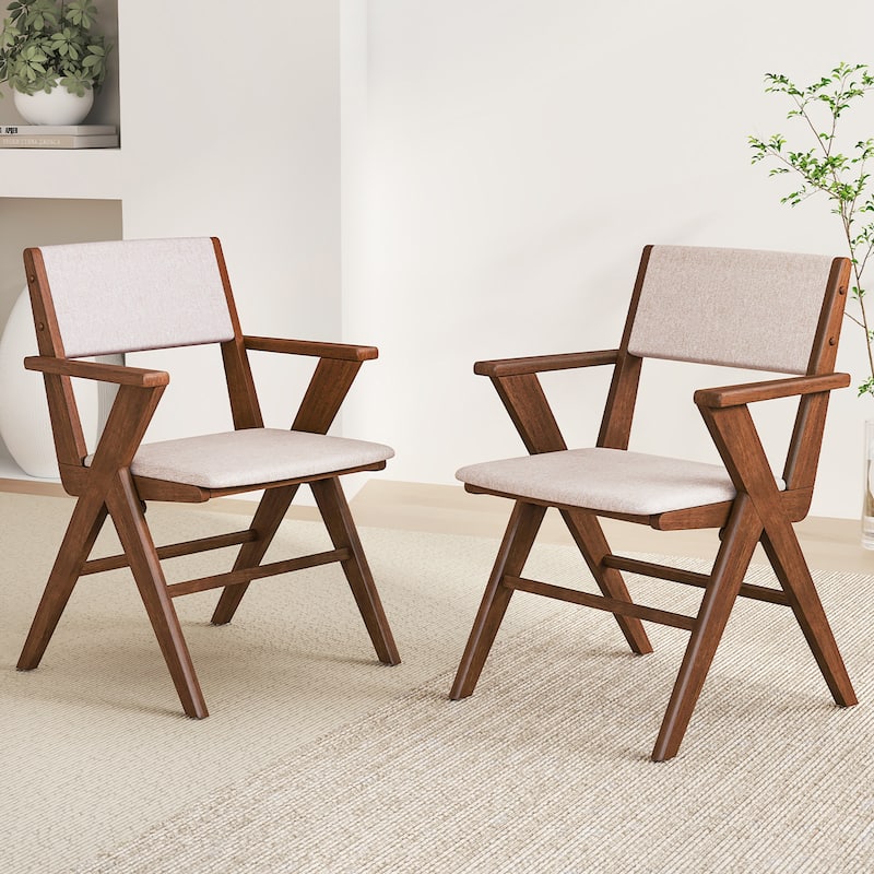 Gymax Wooden Dining Chair Set of 4 w/ Rubber Wood Frame Padded Seat &