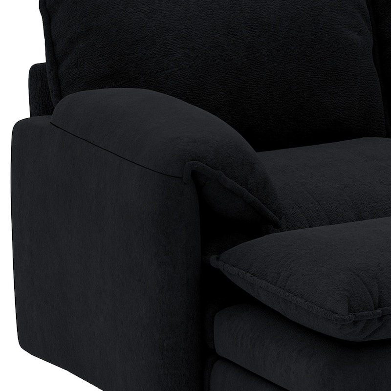 Moasis 108 Inch Velvet L Shaped Sectional Sofa with Movable Ottoman and Pillow Armrest