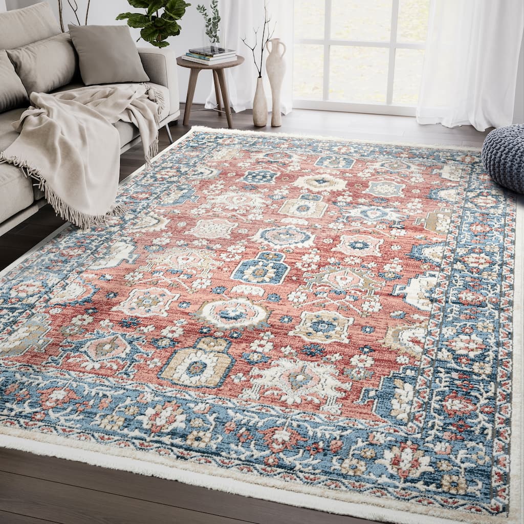 Abani Rugs Savoy SAV120A Blue Red Oriental Area Rug